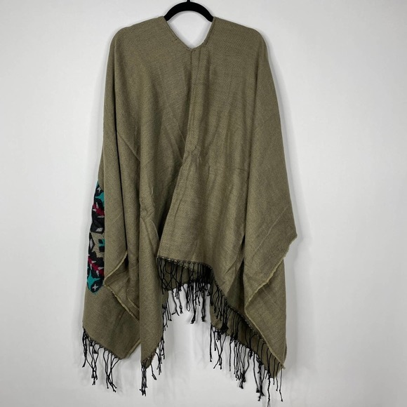 NEW Boho Southwest Ruana Oversized Open Wrap Poncho Blanket Scarf - Picture 5 of 7